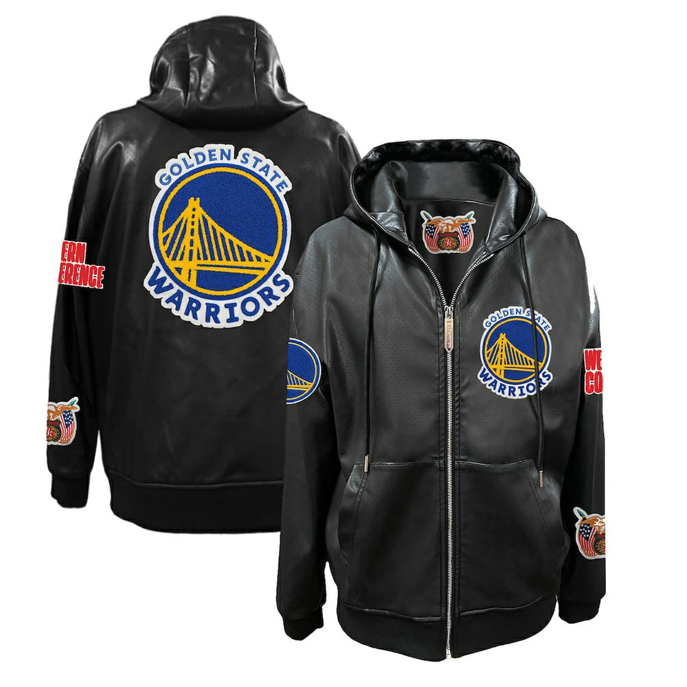 Golden State Warriors Jeff Hamilton Vegan Leather Full-Zip Hoodie sale
