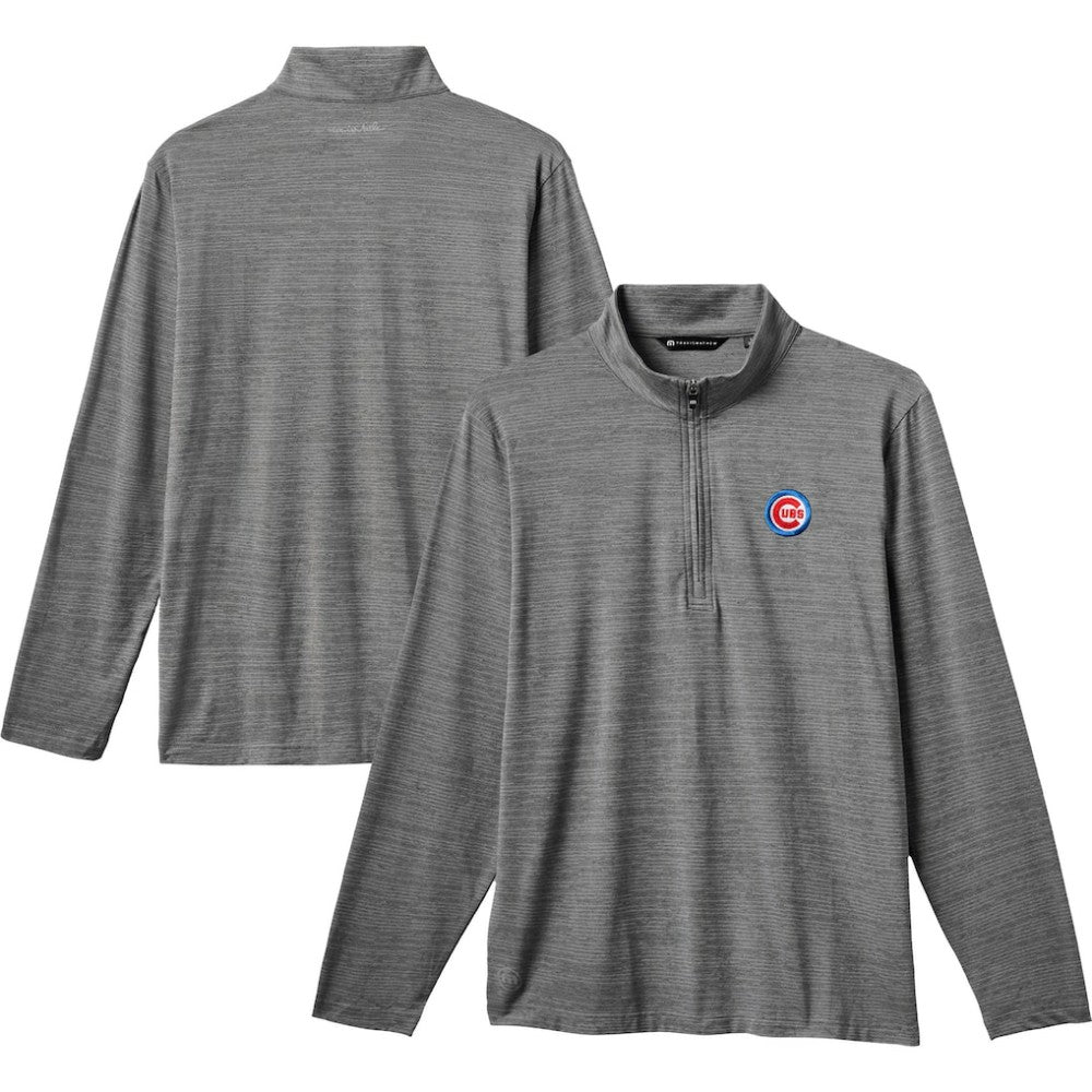 Gray Chicago Cubs TravisMathew The Heater Quarter-Zip Pullover Top