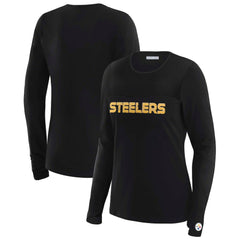 WEAR by Erin Andrews x Gracie Hunt Women's Mesh Panel Long Sleeve T-Shirt - Pittsburgh Steelers T-shirts