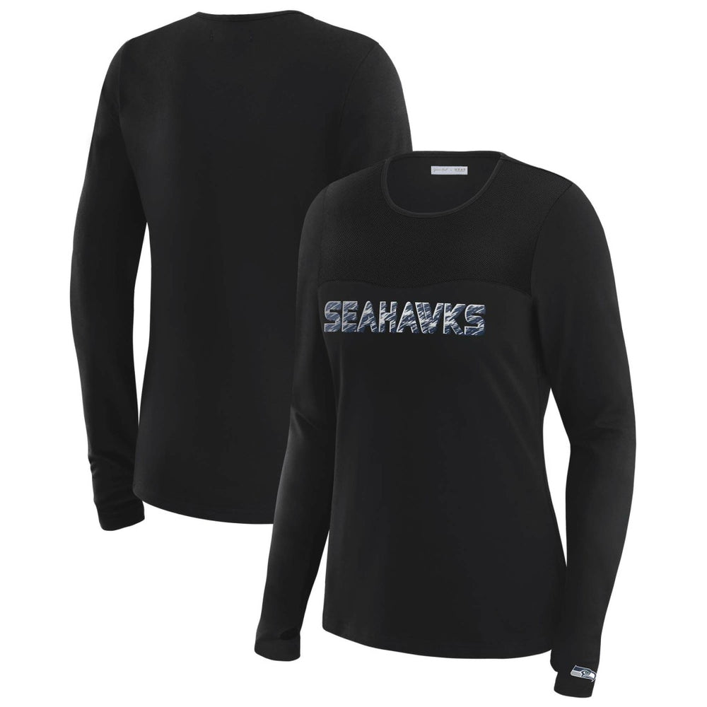 WEAR by Erin Andrews x Gracie Hunt Women's Mesh Panel Long Sleeve T-Shirt - Seattle Seahawks T-shirts