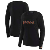 WEAR by Erin Andrews x Gracie Hunt Women's Mesh Panel Long Sleeve T-Shirt - Cleveland Browns T-shirts