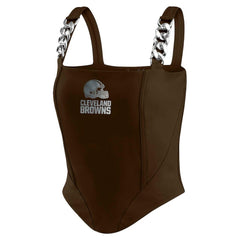WEAR by Erin Andrews x Gracie Hunt Women's Chain Link Corset Top - Cleveland Browns Tops