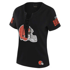 WEAR by Erin Andrews x Gracie Hunt Women's Draft Me Lace-Up T-Shirt - Cleveland Browns T-shirts