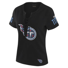 WEAR by Erin Andrews x Gracie Hunt Women's Draft Me Lace-Up T-Shirt - Tennessee Titans T-shirts