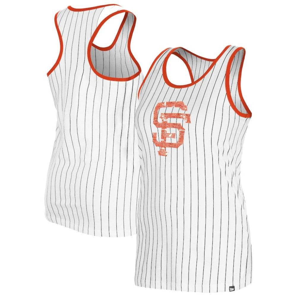 White San Francisco Giants New Era Women's Gameday Pinstripe Tank Top