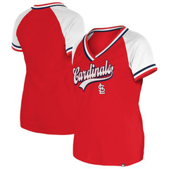 Red St. Louis Cardinals New Era Women's Gameday Raglan V-Neck T-Shirt