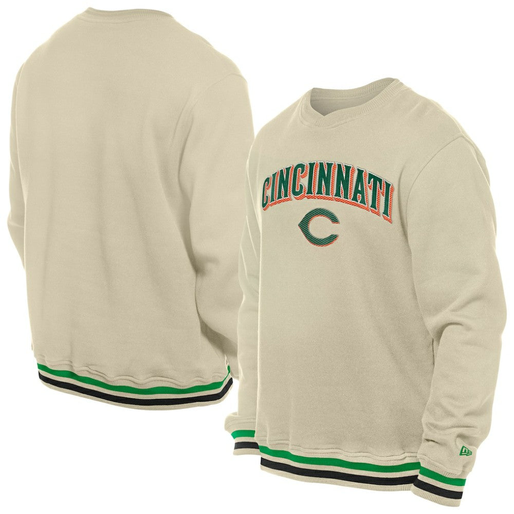 Cream Cincinnati Reds New Era St. Patrick's Day Twill Pullover Sweatshirt