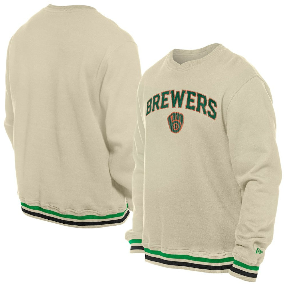 Cream Milwaukee Brewers New Era St. Patrick's Day Twill Pullover Sweatshirt