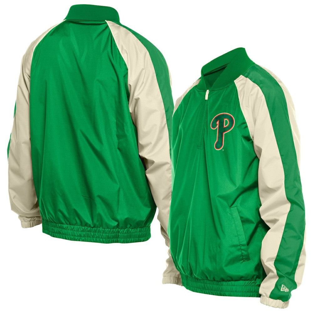 Kelly Green Philadelphia Phillies New Era St. Patrick's Day Ripstop Raglan Quarter-Zip Windbreaker
