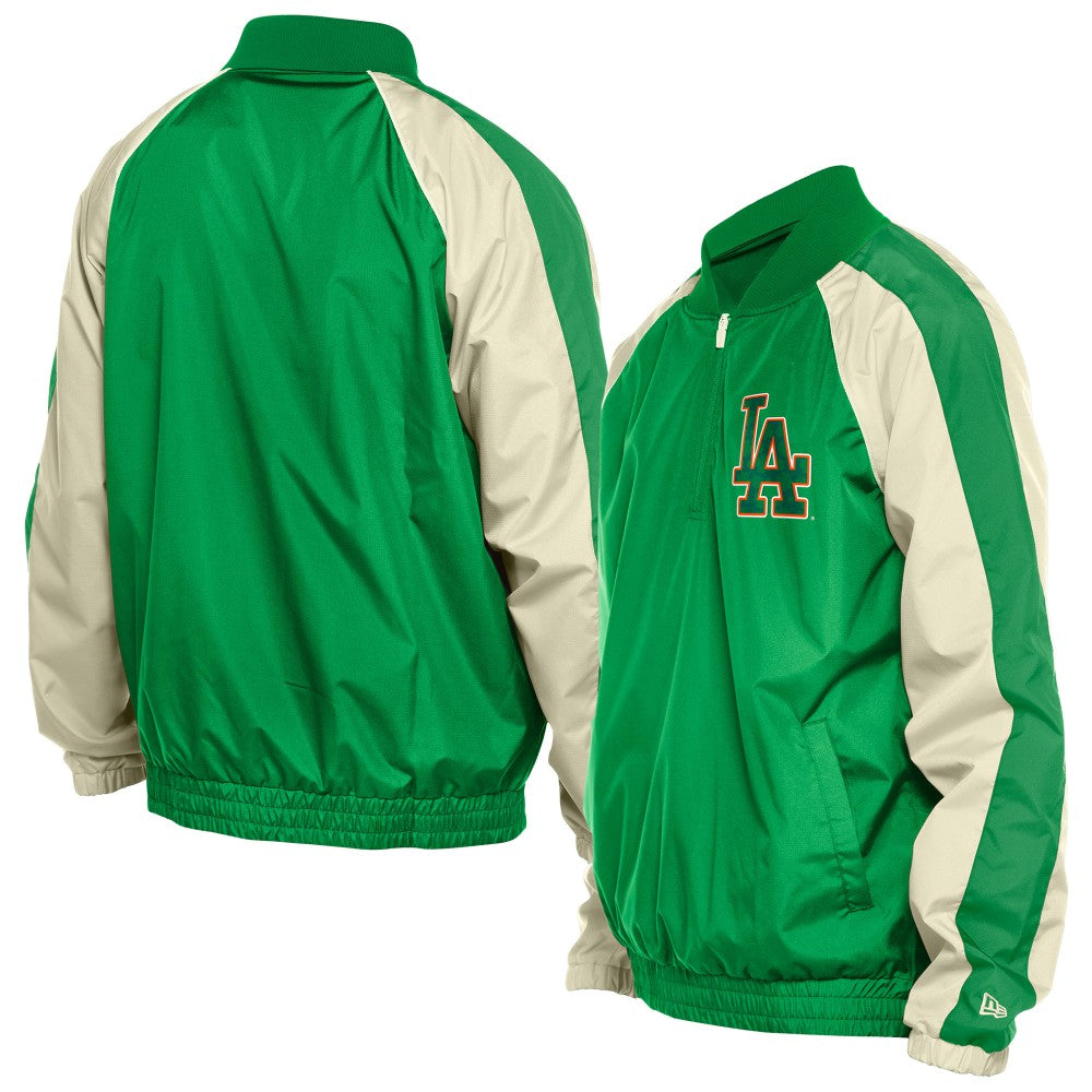 Kelly Green Los Angeles Dodgers New Era St. Patrick's Day Ripstop Raglan Quarter-Zip Windbreaker