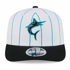 White/Black Miami Marlins New Era 2025 Batting Practice 9SEVENTY Stretch-Snap Trucker Hat