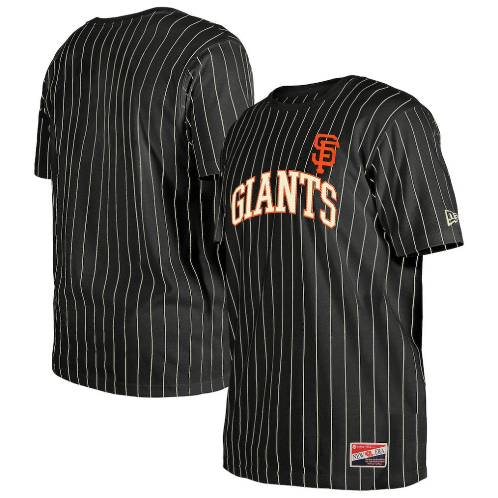 Black San Francisco Giants New Era Throwback Pinstripe T-Shirt