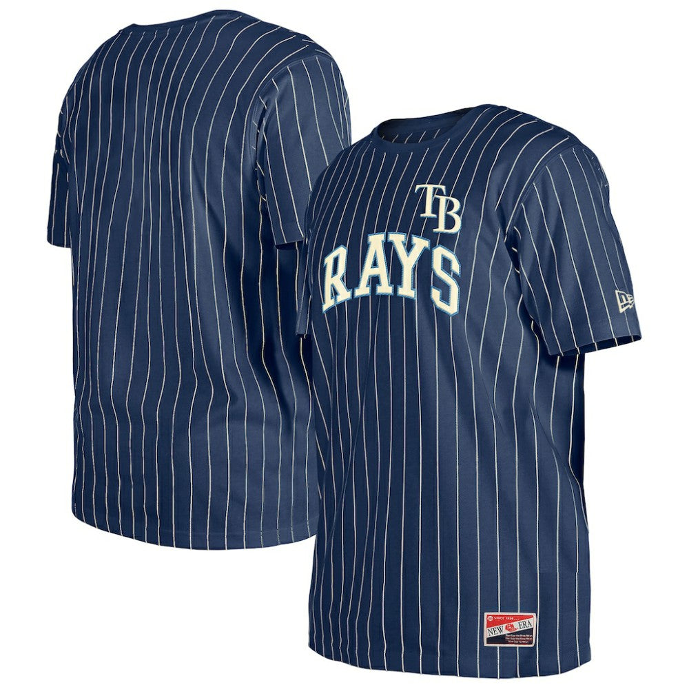 Navy Tampa Bay Rays New Era Throwback Pinstripe T-Shirt