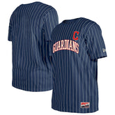 Navy Cleveland Guardians New Era Throwback Pinstripe T-Shirt