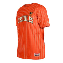 Orange Baltimore Orioles New Era Throwback Pinstripe T-Shirt