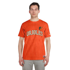 Orange Baltimore Orioles New Era Throwback Pinstripe T-Shirt