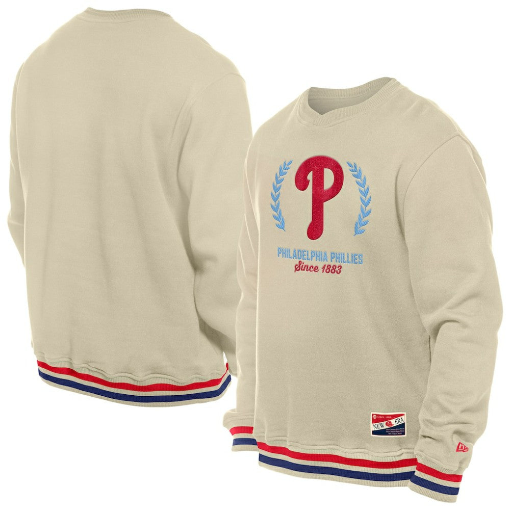 Cream Philadelphia Phillies New Era Throwback Pullover Sweatshirt
