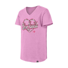 NHL Columbus Blue Jackets New Era Girl's Youth Flip Sequin V-Neck T-Shirt