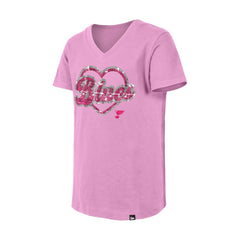NHL St. Louis Blues New Era Girl's Youth Flip Sequin V-Neck T-Shirt
