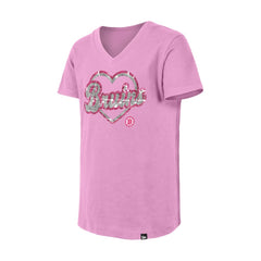 NHL Boston Bruins New Era Girl's Youth Flip Sequin V-Neck T-Shirt