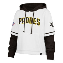 White San Diego Padres '47 Women's Trifecta Shortstop Cropped Pullover Hoodie
