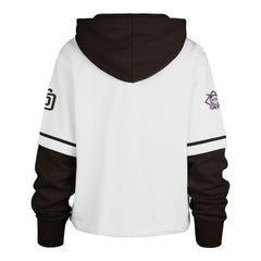 White San Diego Padres '47 Women's Trifecta Shortstop Cropped Pullover Hoodie