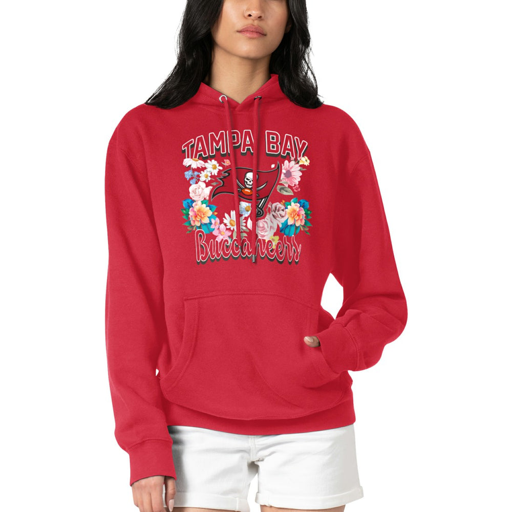 G-III 4Her by Carl Banks Women's Flowers Team Logo Graphic Fleece Pullover Hoodie - Tampa Bay Buccaneers Hoodies