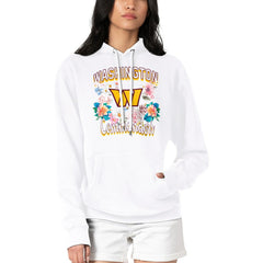 G-III 4Her by Carl Banks Women's Flowers Team Logo Graphic Fleece Pullover Hoodie - Washington Commanders Hoodies