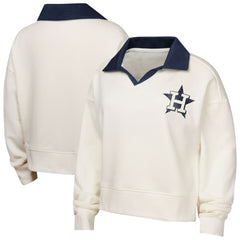 White Houston Astros Girls Youth Ballpark Hit Collared V-Neck Pullover Sweatshirt
