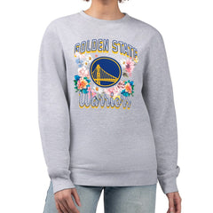 Golden State Warriors G-III 4Her by Carl Banks Women's Flowers Team Logo Graphic Fleece Crewneck Pullover Sweatshirt sale