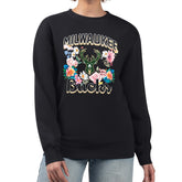 Milwaukee Bucks G-III 4Her by Carl Banks Women's Flowers Team Logo Graphic Fleece Crewneck Pullover Sweatshirt