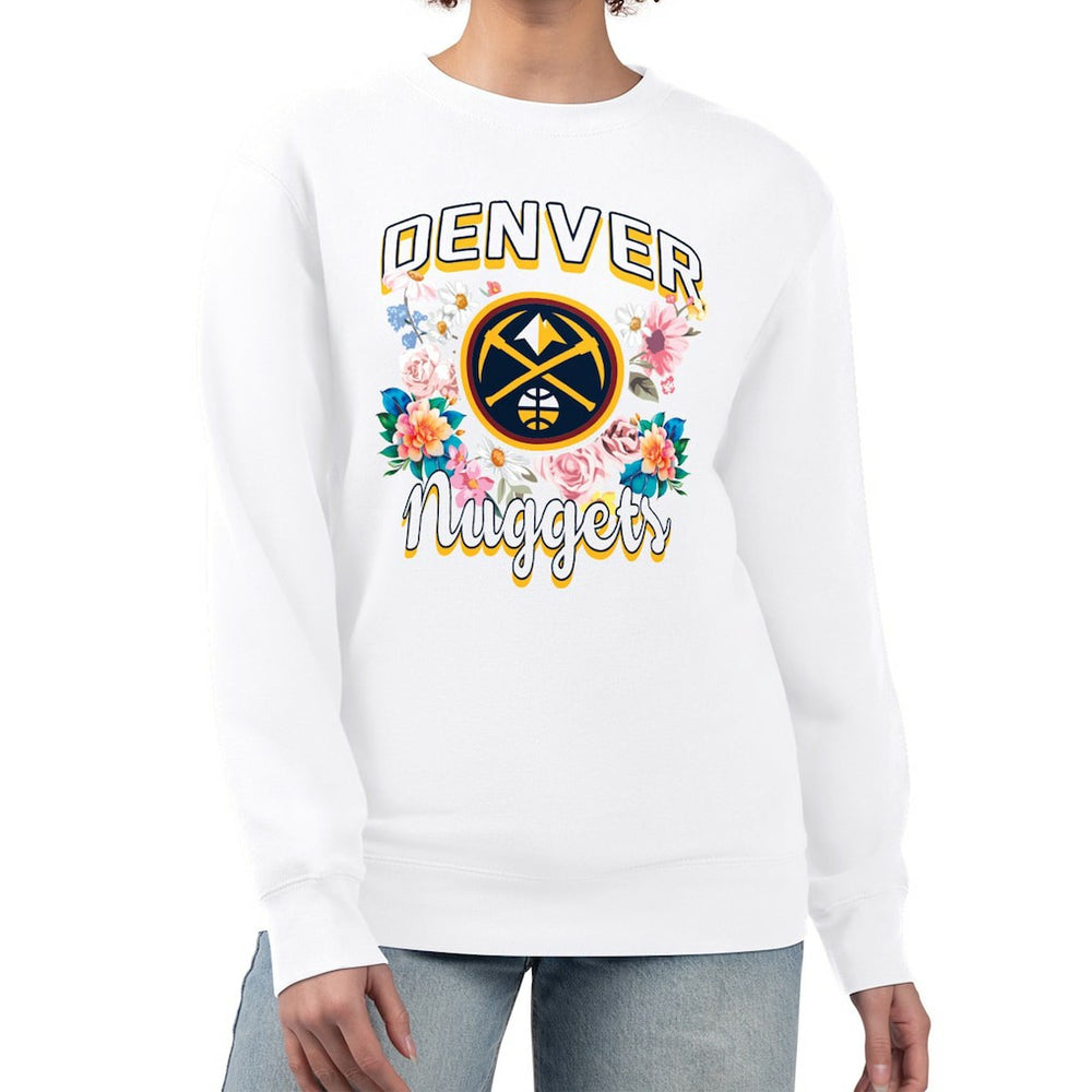 Denver Nuggets G-III 4Her by Carl Banks Women's Flowers Team Logo Graphic Fleece Crewneck Pullover Sweatshirt sale