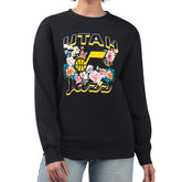 Utah Jazz G-III 4Her by Carl Banks Women's Flowers Team Logo Graphic Fleece Crewneck Pullover Sweatshirt