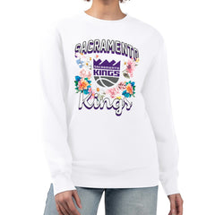 Sacramento Kings G-III 4Her by Carl Banks Women's Flowers Team Logo Graphic Fleece Crewneck Pullover Sweatshirt