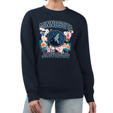 Minnesota Timberwolves G-III 4Her by Carl Banks Women's Flowers Team Logo Graphic Fleece Crewneck Pullover Sweatshirt