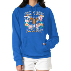 New York Knicks G-III 4Her by Carl Banks Women's Flowers Team Logo Graphic Fleece Pullover Hoodie