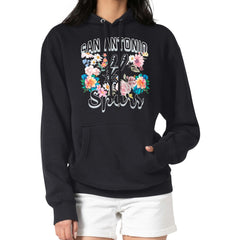San Antonio Spurs G-III 4Her by Carl Banks Women's Flowers Team Logo Graphic Fleece Pullover Hoodie