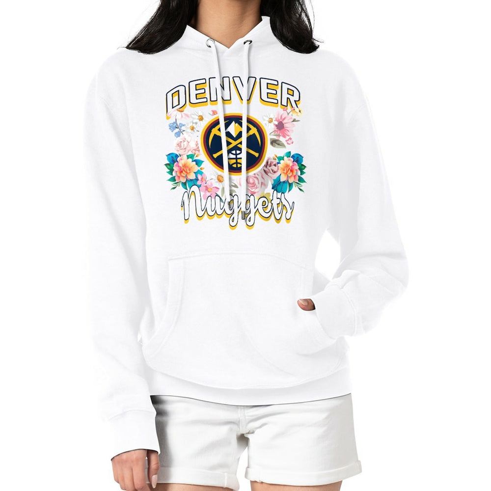 Denver Nuggets G-III 4Her by Carl Banks Women's Flowers Team Logo Graphic Fleece Pullover Hoodie sale