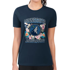 Minnesota Timberwolves G-III 4Her by Carl Banks Women's Super-Slim Fit Lightweight Flowers Team Logo Graphic T-Shirt