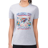 Oklahoma City Thunder G-III 4Her by Carl Banks Women's Super-Slim Fit Lightweight Flowers Team Logo Graphic T-Shirt