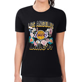 Los Angeles Lakers G-III 4Her by Carl Banks Women's Super-Slim Fit Lightweight Flowers Team Logo Graphic T-Shirt