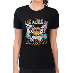 Los Angeles Lakers G-III 4Her by Carl Banks Women's Super-Slim Fit Lightweight Flowers Team Logo Graphic T-Shirt