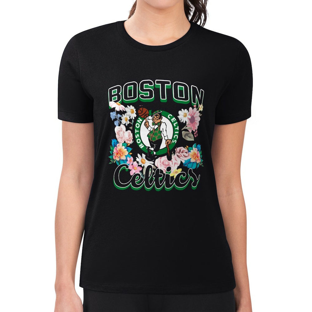 Boston Celtics G-III 4Her by Carl Banks Women's Super-Slim Fit Lightweight Flowers Team Logo Graphic T-Shirt
