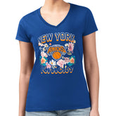 New York Knicks G-III 4Her by Carl Banks Women's Super-Slim Fit Lightweight Flowers Team Logo Graphic V-Neck T-Shirt