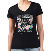 San Antonio Spurs G-III 4Her by Carl Banks Women's Super-Slim Fit Lightweight Flowers Team Logo Graphic V-Neck T-Shirt