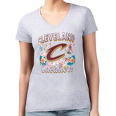 Cleveland Cavaliers G-III 4Her by Carl Banks Women's Super-Slim Fit Lightweight Flowers Team Logo Graphic V-Neck T-Shirt sale