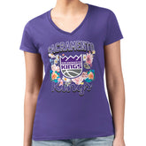 Sacramento Kings G-III 4Her by Carl Banks Women's Super-Slim Fit Lightweight Flowers Team Logo Graphic V-Neck T-Shirt