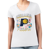 Indiana Pacers G-III 4Her by Carl Banks Women's Super-Slim Fit Lightweight Flowers Team Logo Graphic V-Neck T-Shirt