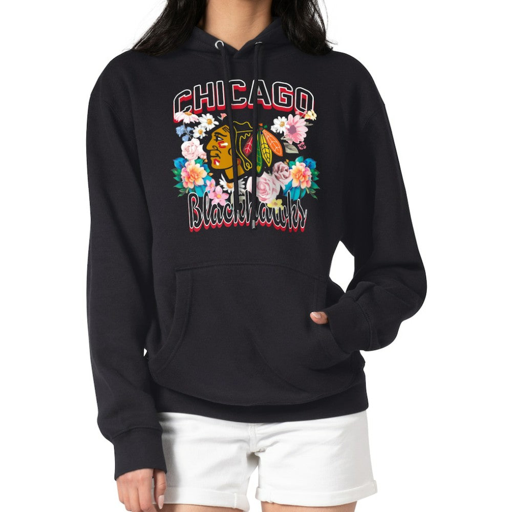 NHL Chicago Blackhawks G-III 4Her by Carl Banks Women's Flower Logo Pullover Hoodie