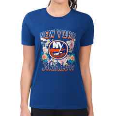NHL New York Islanders G-III 4Her by Carl Banks Women's Super-Slim Fit Lightweight Flower Logo T-Shirt